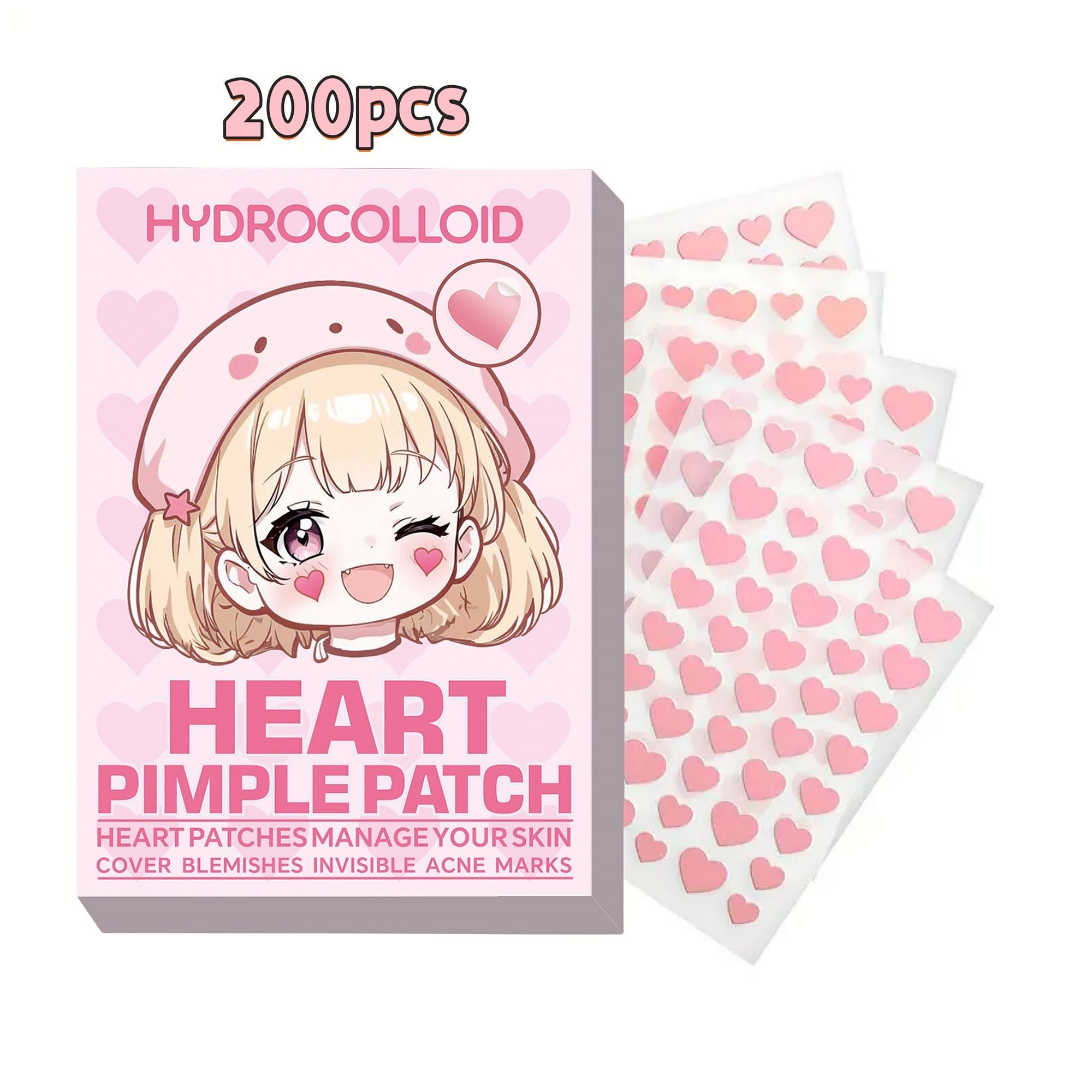 Skincare Pink - 200 szt. Uroczych różowych plastry na